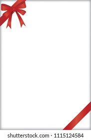 White gift box and red bow vector with text space for decoration background.