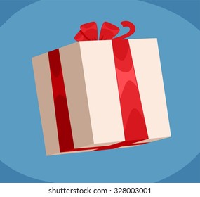 white gift box with red ribbon