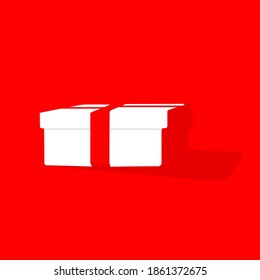 white gift box side view minimalism in red background vector illustration 
