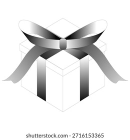 Una caja de regalo blanca con un lazo de plata, que simboliza la celebración y las ocasiones especiales