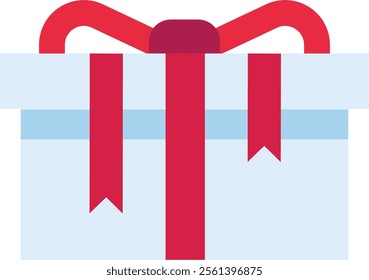 White gift box wrapped with red ribbons and a bow, celebrating a special occasion such as Christmas, birthday, or anniversary, symbolizing generosity, love, and celebration