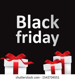 White gift boxes, Black friday promotion, vector illustration.