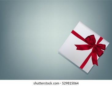 white gift boxes on green background. Vector Illustration.