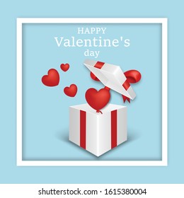 white Gift boxes with red ribbon hearts fly open gift box isolated valentine s day design