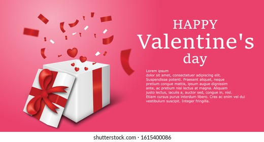 white Gift boxes with red ribbon hearts fly open gift box isolated valentine s day design 