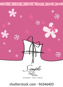 White Gift and a floral pink background