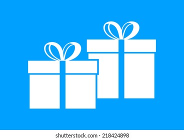 White gift icon on blue background