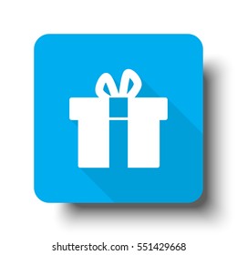 White Gift  icon on blue web button