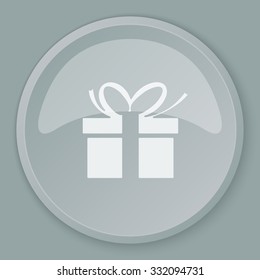 White Gift  icon on grey web button