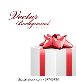 White gift present box with red bow Valentine's day vector background