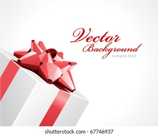 White gift present box with red bow Valentine's day vector background