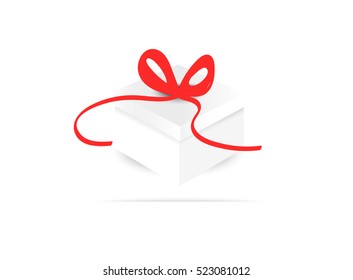 white gift and red ribbon background vector