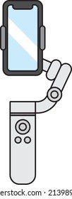 White gimbal with vertically oriented smartphone attached