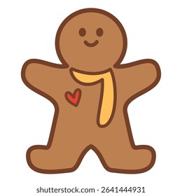 white gingerbread family with vanilla outlines, new year vector design
