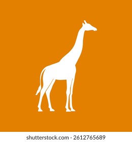 white giraffe vector with orange background