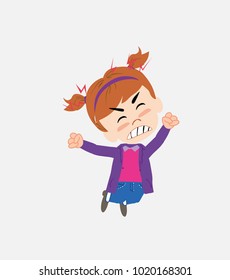 White girl jumps angry.																									