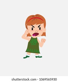 White girl screams angry in aggressive attitude.																									
