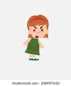White girl is slightly angry.																									