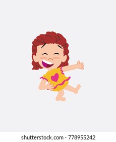 White girl in a swimsuit laughing while teaching something to his left. 
