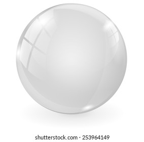 White glass ball - vector drawing isolated.