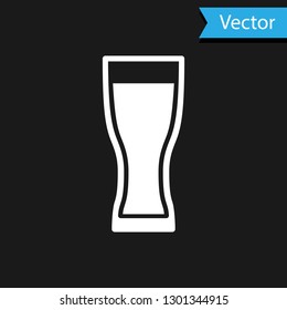 White Glass of beer icon isolated on black background. Vector Illustration