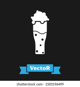 White Glass of beer icon isolated on black background.  Vector Illustration