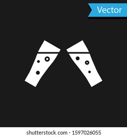 White Glass of beer icon isolated on black background.  Vector Illustration