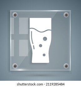 White Glass of beer icon isolated on grey background. Square glass panels. Vector