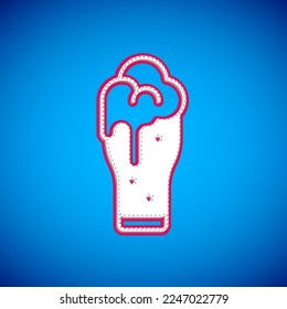 White Glass of beer icon isolated on blue background.  Vector