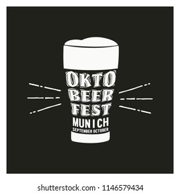 White Glass Beer Oktoberfest Munich Typography