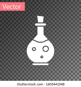 White Glass bottle with magic elixir icon isolated on transparent background. Computer game asset.  Vector Illustration