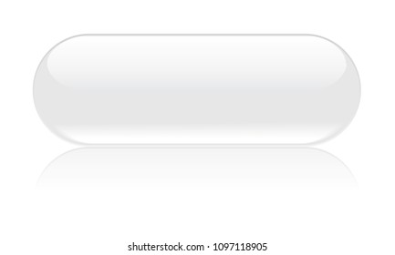 White glass button isolated on a white background