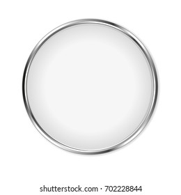 White glass button isolated on white background