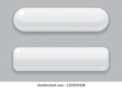 White glass buttons. 3d web icons on gray background. Vector illustration