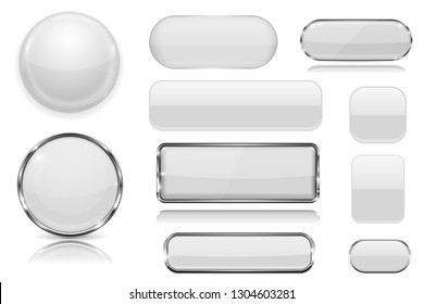 White Glass Buttons Collection 3d Icons Stock Vector (Royalty Free ...