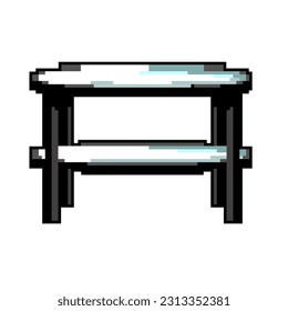 white glass table game pixel art retro vector. bit white glass table. old vintage illustration