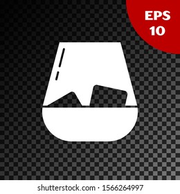White Glass of whiskey and ice cubes icon isolated on transparent dark background.  Vector Illustration