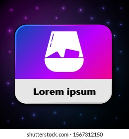 White Glass of whiskey and ice cubes icon isolated on black background. Rectangle color button. Vector Illustration