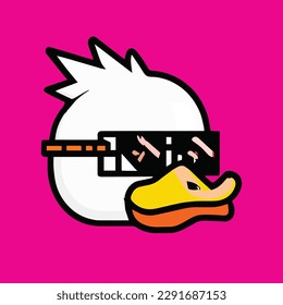 White Glasses cool duck vector illustration