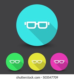 White Glasses icon in different colors set