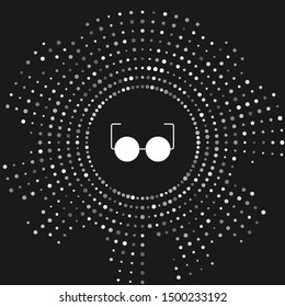 White Glasses icon isolated on grey background. Eyeglass frame symbol. Abstract circle random dots. Vector Illustration