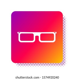 White Glasses icon isolated on white background. Eyeglass frame symbol. Square color button. Vector Illustration