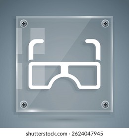White Glasses icon isolated on grey background. Eyeglass frame symbol. Square glass panels. Vector