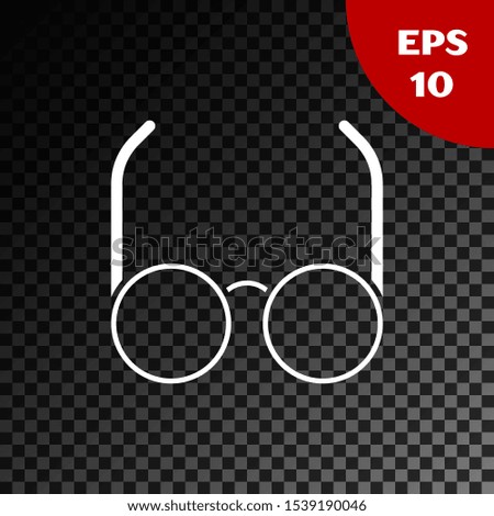 White Glasses icon isolated on transparent dark background. Eyeglass frame symbol.  Vector Illustration