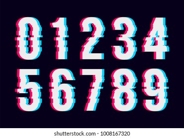 White glitch numbers. Vector