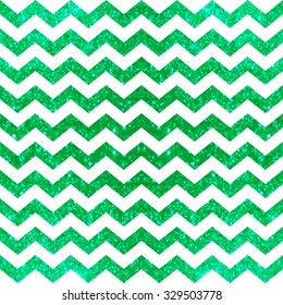 White and glitter green pattern. Abstract geometric modern background with bright chevron. Vector illustration.Shiny backdrop. Texture of sparkle foil. Festive zigzag wallpaper.