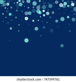 White glitter on a blue background. Explosion of confetti. Vector festive background. Snow falling texture. Abstract element of design for new year, christmass, birthday, wedding cards, banner, poster
