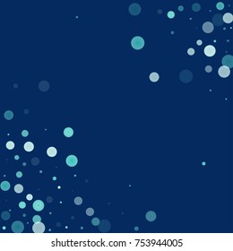 White glitter on a blue background. Explosion of confetti. Vector festive background. Snow falling texture. Abstract element of design for new year, christmass, birthday, wedding cards, banner, poster