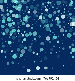 White glitter on blue background. Explosion of confetti. Vector festive background. Snow falling texture. Abstract element of design for new year, christmass, birthday, wedding cards, banners, poster