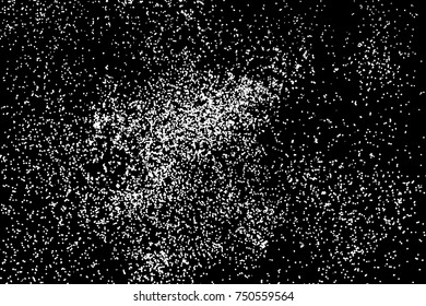White glitter texture isolated on black. White particles color. Holiday Celebration background, sparkles explosion of confetti for cards design. Vector.